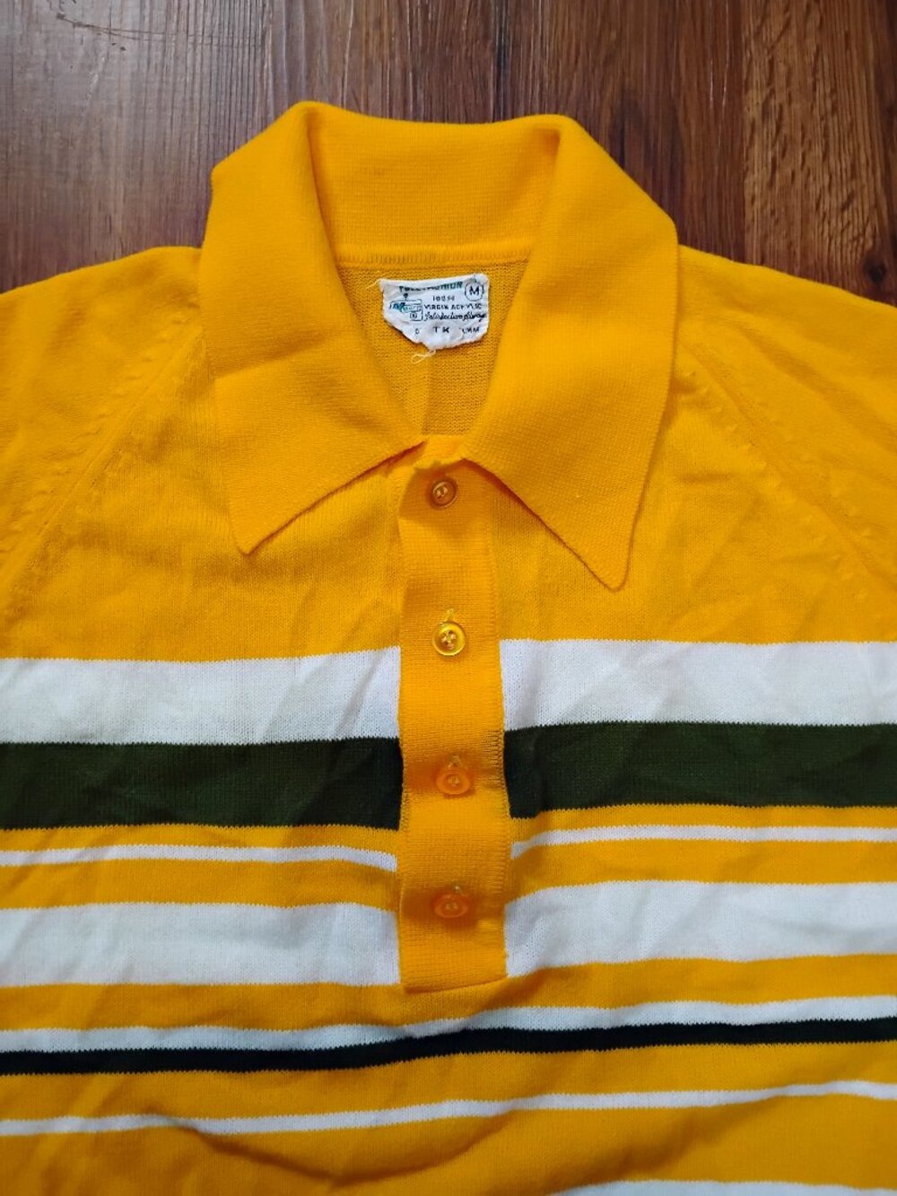 Vintage 70s K-Mart Striped Knit Polo Shirt Mod Tennis Core